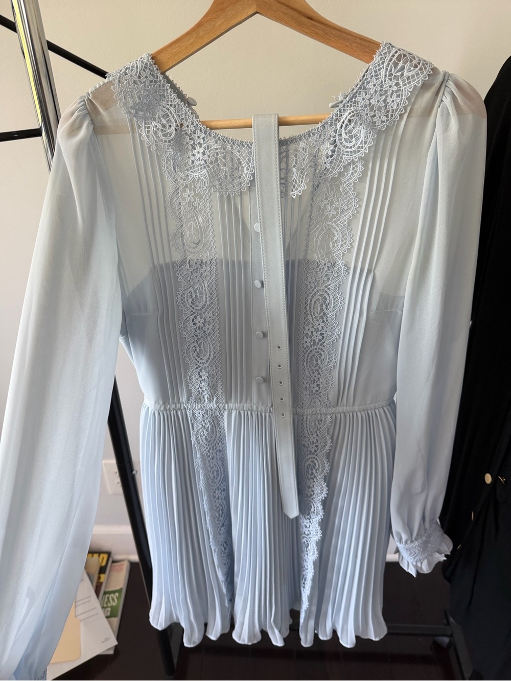 Self-Portrait Powder Blue Lace Pleated Mini Dress (Worn Once) - Picture 3 of 4